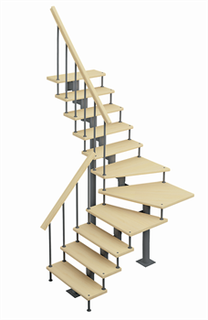 Модульная лестница Фаворит, серия «Классик» (с поворотом 90 градусов) высота 2025-2115 высота шага 225 мм