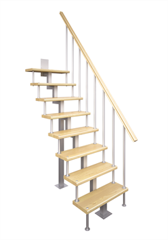 Модульная малогабаритная лестница Компакт, серия «Квадро» (с поворотом 90 градусов квадратный профиль) высота шага 225 мм