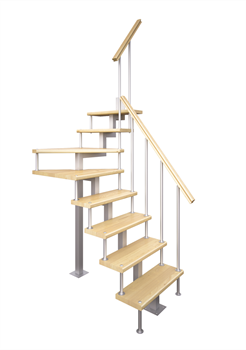 Модульная малогабаритная лестница Эксклюзив, серия «Квадро» (c поворотом на 90 градусов квадратный профиль) высота шага 225 мм - фото 22696