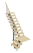 Модульная лестница Статус, серия «Классик» (с поворотом 90 градусов с площадкой) высота шага 180 мм